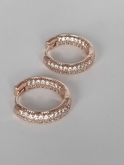 Vintage 1990-s 14 Ct Rolled Gold Large Solid Zircons Earrings-Hallmarked 585 RG