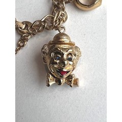 Monet Charm Bracelet Women OS Gold Excellent Vintage 1960s Plated Chunky Signed