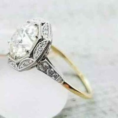 Old European Art Deco Style 3Ct Lab Created Diamond Ring 14k Yellow Gold Finish