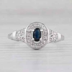 1.00Ct Split Shank Halo Oval Cut Lab-Created Sapphire Engagement Ring 925 Silver
