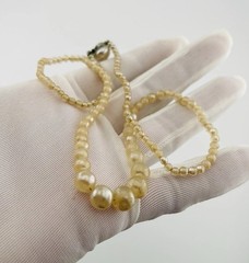 Vintage Faux Glass Pearl Necklace 17 Inches Choker