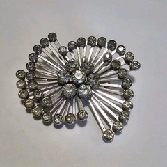 Lot Of 3 VTG Rhinestone Brooches 2 To 2.5 Inches Prong Settings Unsigned