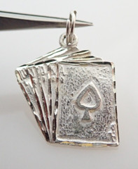 Vintage NF Sterling Silver Playing Deck of Cards Flush Full House Pendant Charm