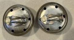 Vintage Givenchy Paris New York Silver Tone Button Statement Clip Earrings VTG