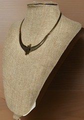 Vintage Artisan OOAK Brass and Silver Metal Torque Necklace, 17 inches