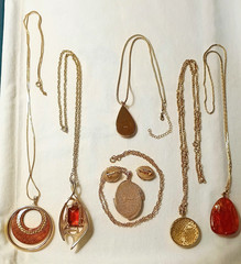 Vintage 7 Designer Signed Necklace Pendant Lot Monet Sarah Coventry Set Napier