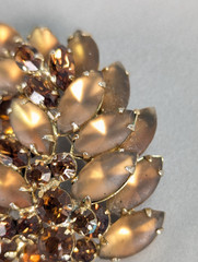 Verified Juliana D&E Frosted Amber Topaz Rhinestone Feather Brooch Earrings Set