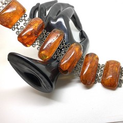 Alluring Amber Bracelet made from Rectangle shaped beads