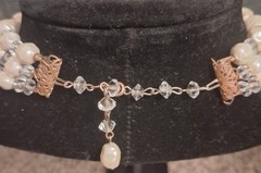 Miriam Haskell 30s AB Crystal Pearl 3 Strand Necklace