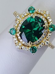 JTV Designer BBJ Gold over Sterling 925 Green Cubic Zirconia Ring Size 5