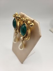 Signed SAL Art Nouveau Revival Scrollwork Faux Pearl Green Cab Converted To Post
