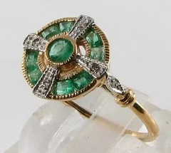 2.02Ct Art Deco Style Lab Created Emerald & Diamond Anniversary 14K Gold FN Ring