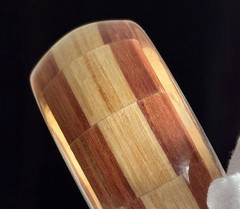 Vintage Wood & Clear Lucite Wide Chunky Bangle Bracelet 8.5in Ladies 94g