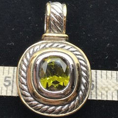 Vintage Twisted Cable Renaissance 2-Tone Peridot Green Cubic Zirconia Pendant