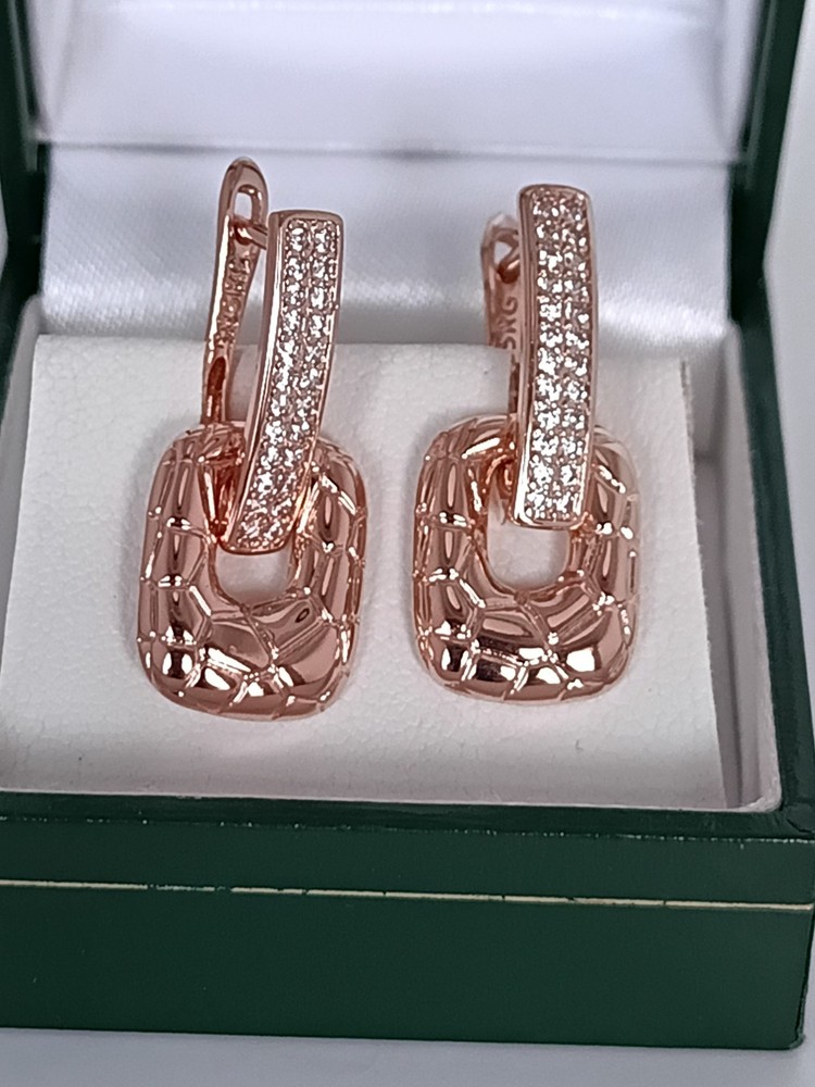 Vintage 1990-s 14 Ct Rolled Gold Zircons Earrings-Hallmarked 585 RG