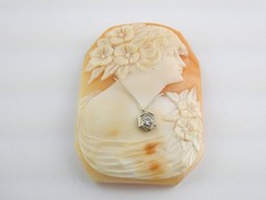 Antique Art Nouveau Shell Loose Cameo Habille Old Mine Diamond 45mm x 33mm Size