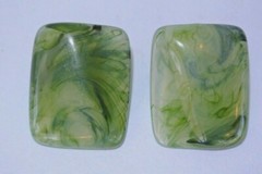 Vintage Green Swirl Translucent Plastic Lucite 1.25″ Pierced Earrings