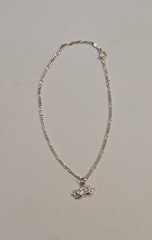 Vintage Italian Sterling Silver Figaro Bracelet / Anklet Charub Charm