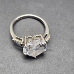 Sterling Silver Cubic Zirconia Heart Shaped Ring Size 8.75 925 JJJ 925 China