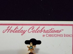 Vintage Jewelry Christopher Radko Christmas pin signed Rhinestone 2.5 in approx