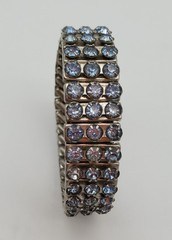 Vintage Light Blue Rhinestone Expandable Silver Tone Metal Bracelet, c. 1950’s