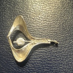 Sarah Cov Signed Silver Tone Abstract Art Brooch Pin, Silver Plated