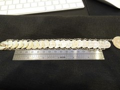 # 654- VINTAGE MEXICO COIN BRACELET-21 REAL COINS