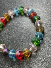 Vintage Colorful Faceted Acrylic Beaded Stretch Bracelet