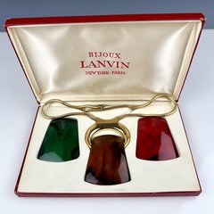 1970’s LANVIN Bijoux Paris “KEIRA” Interchangeable Lucite Pendant Necklace Set