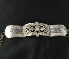 Vintage Silver Plate Filigree Hinged Bangle Bracelet 1930’s Anna Donnally