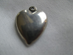 Vtg Sterling Charm 40’s Era Puffy Heart Two Little Scotty Dogs and Flowers