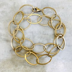 VTG Oval Link Chain Necklace Gold Filled 5mm Choker 12.8gr Chunky Matte 16.5”