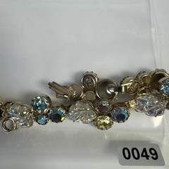 Vintage Weiss GoldTone Blue/Pink /Green and Leaf Aurora Borealis Bracelet