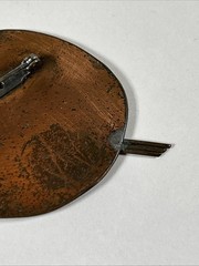 VINTAGE COPPER BROOCH & CLIP EARRINGS ARTIST PALETTE PAINT BRUSHES NICE