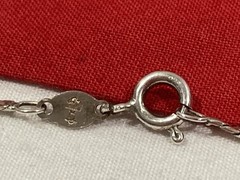 Vintage 925 Sterling Silver Signed Blue Agate Pendant & Chain Necklace 17.75”