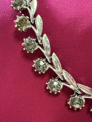 VINTAGE 3 PIECE SET! Smokey Gray Rhinestone Choker, Bracelet, Earrings (clip on)