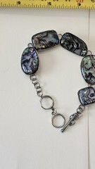 VINTAGE ABALONE 925 STERLING SILVER BRACELET 7+8 Inch Adjustable GORGEOUS…
