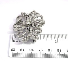 18k White Gold Natural Diamond Vintage Brooch Pin