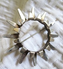 Vtg Mid Century Norway Plus Studio Tone Vigeland Sterling Sunburst Brooch Pin