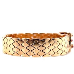 1940s Nastix 14 Karat Rose Gold Ruby and Diamond Covered Watch Bracelet