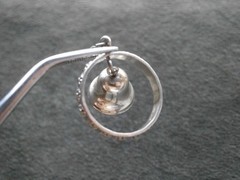 Bell Dangling in Ornate Circle Vintage Sterling Silver Bracelet Charm Pendant