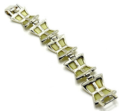 Vintage Art Deco Chartruese Thermoset Bracelet Silver Tone Moonglow MCM 7″