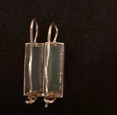 Silver Tone Aqua Glass Hook Clap Drop Dangle Earrings