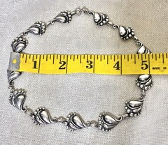 Rare Viking Craft Sterling Silver Necklace Art Deco Signed Mid Century 15.5” 46g