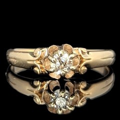 Vintage Old European Cut Diamond 14k Yellow Gold Ring by Lander Bros Engagement