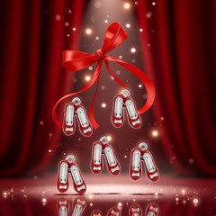 5 Pcs Red Shoe Charms – Silver Alloy Tone Enamel Beading Supplies