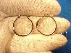 3 PAIRS OF STERLING SILVER EARRINGS: CZ HOOPS, STUDS/DROPS; GOLD PLATED HOOPS