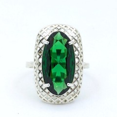 Vintage Luxury RING Silver 925 with Chic Big Bright Stone -size: 9US (19mm)| #53