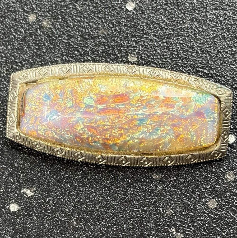 Simulated Fire Opal Women’s Vintage Brooch Pin VERY OLD