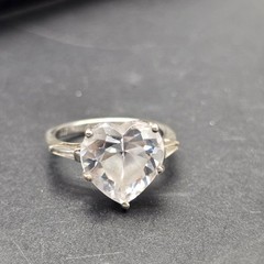 Sterling Silver Cubic Zirconia Heart Shaped Ring Size 8.75 925 JJJ 925 China